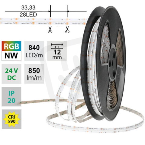 LED pásek COB RGB + NW,840LED/m,18W/m,5M