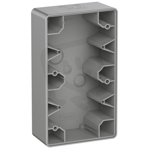 Nástěnná krabice, Merten Antivandal, dvojnásobná, vertikální, matně stříbrná