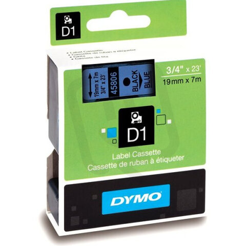 45806 DYMO páska D1 plastová 19mm černý tisk/modrý podklad návin 7m S0720860