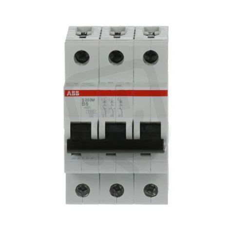 S203M-B6 3 fázový jistič 6 A char. B 10kA ABB 2CDS273001R0065