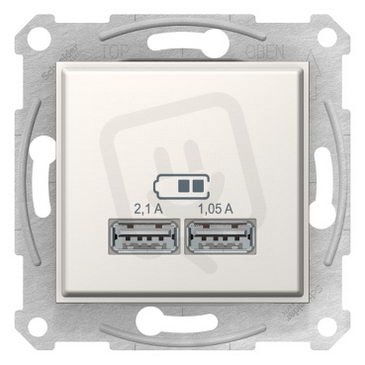Sedna 2xUSB nabíjecí konektor 2.1A, Cream SCHNEIDER SDN2710223