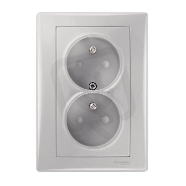 Sedna Zásuvka dvojnásobná SCHUKO, clonky, Aluminium SCHNEIDER SDN2890560