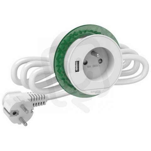 Unica System+ Stolní box XS se zás./USB A 3.1A zápustný Bílá SCHNEIDER INS44006