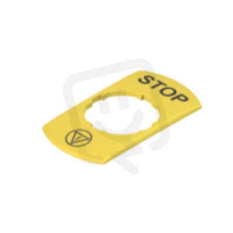 Žlutý obdélníkový štítek 30x60 mm, otvor 22 mm, popis STOP PIZZATO VETF32G5103