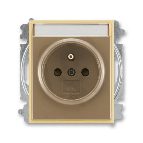 Zásuvka s clonk popisovým polem 5519E-A02352 25 kávová/led. opálová Element ABB