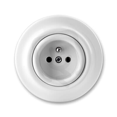 ABB DECENTO zásuvka s kolíkem bílá (porcelán) 6619K-C06347 (náhrada 5519)