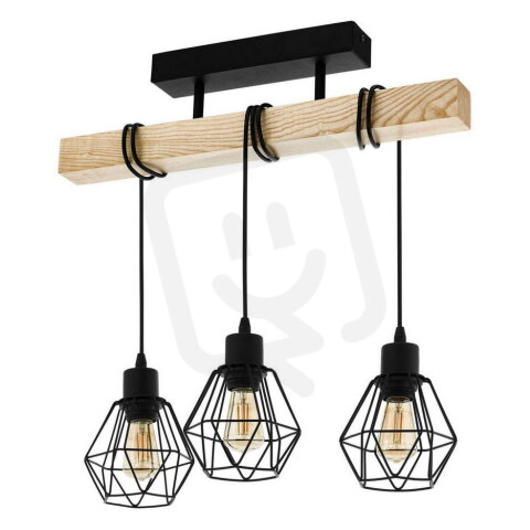 Stropní svítidlo TOWNSHEND 5 černá/dub 3X60W IP20 EGLO 44074