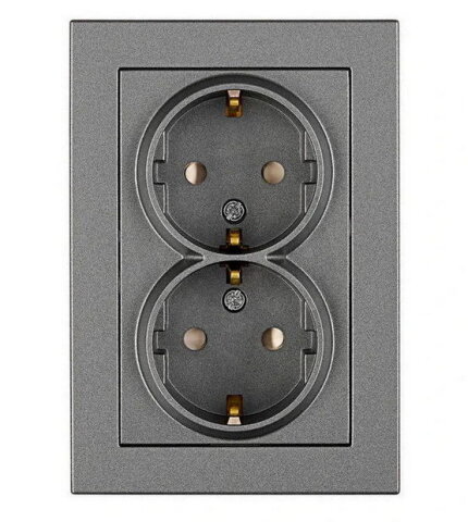 Zásuvka SCHUKO dvojitá, šroubové svorky, antracit SCHRACK EV111313--