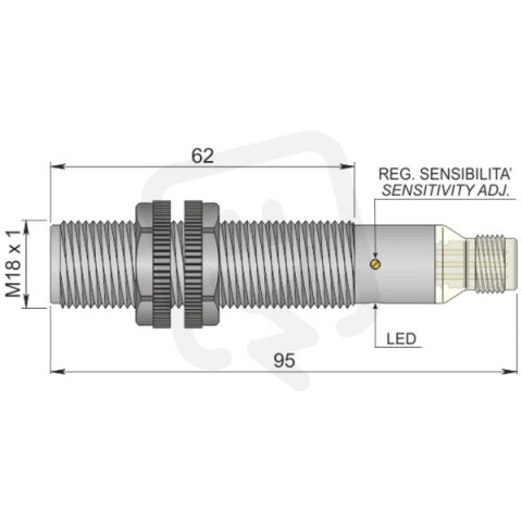 Kapacitní senzor d18 mm AECO SC18SP-C5 NPN NO+NC H