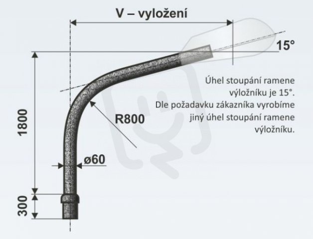 V 1/89 - 2500 výložník obloukový pro stožáry JB, LPH, J AMAKO 0112500089