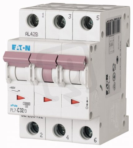 Jistič PL7-D32/3, char D, 3-pólový, 10kA, 32A EATON 263424
