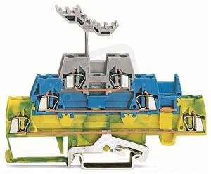 Třípatrová svorka stíněného vodiče, 2,5mm2, zelená-žlutá/modrá/šedá WAGO 280-547