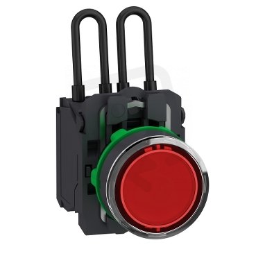 Ovládač stiskací prosvětlený, Test, 110..120 V, Rudá SCHNEIDER XB5AW24G5