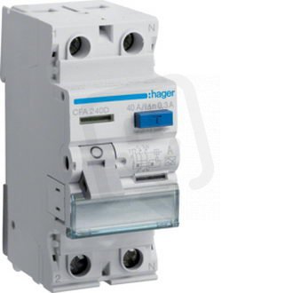 Proudový chránič 2 pól. 40A / 0,3 A, typ A, 6 kA /CF240J/ HAGER CFA240D