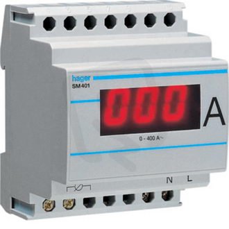 Ampérmetr digitální nepřímé měření 0-400A HAGER SM401