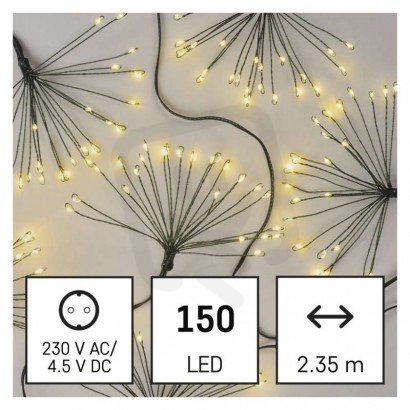 LED světelný řetěz svítící trsy, nano, 2,35 m, vnitřní, teplá bílá, časovač