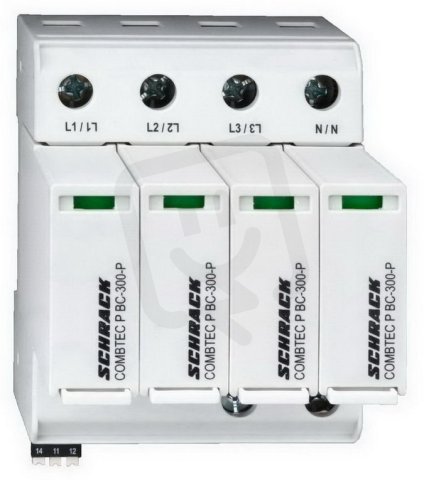 Svodič přepětí zásuvný, 4+0 TNS,TI+II(B+C)300V,Iimp 12,5kA SCHRACK IS211244-A