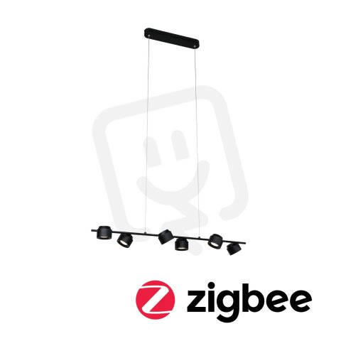 LED závěsné svítidlo Smart Home Zigbee Puric Pane 6x6W černá PAULMANN 79784