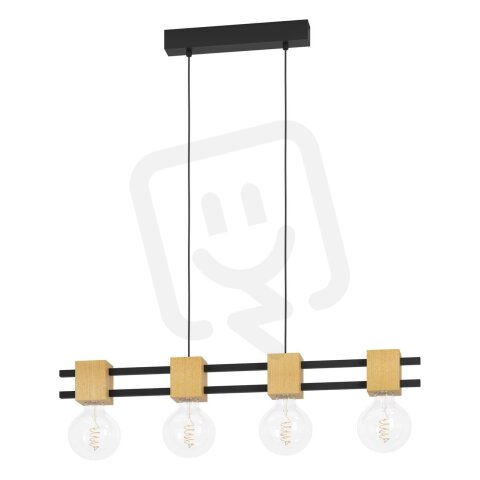 Závěsné svítidlo LEVANTARA 4xE27 černá/dřevo 160W IP20 EGLO 390191