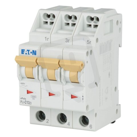 PLI-C13/3 Jistič PLI (bezšroubové svorky nahoře) char C 3-pólový 10kA 13A 101320