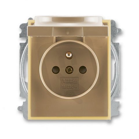 Zásuvka s clonkami a víčkem 5519E-A02397 25 kávová/led. opálová Element ABB