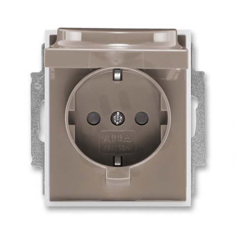 ABB Time 5518E-A03499 26 Zásuvka 1násobná s ochraným kontakty,s clonkami,sVíčkem