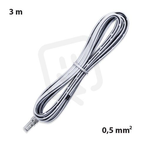 Připojovací kabel s MP konektorem (vidlice), 3m  0,5mm2, bílý, volný konec 5mm
