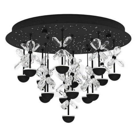 Stropní svítidlo PIANOPOLI 2 LED černá/kříšťál 15X1,8W IP20 EGLO 390275