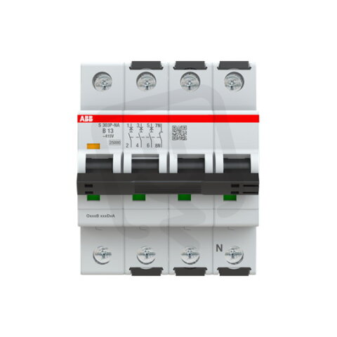 S303P-B13NA 3+N jistič odpojení N vodiče 13 A char. B 25kA ABB 2CDS383103R0135