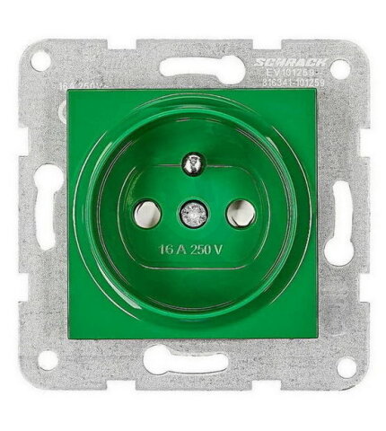 Zásuvka ČSN bezpečnostní clonka, bezšroubové svorky, zelená SCHRACK EV101259--