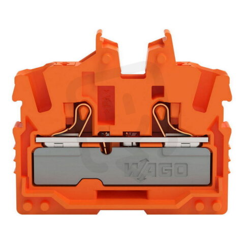 2vodičová průchozí svorka Mini, s ovládacím tlačítkem, 2,5 mm2, Oranžová