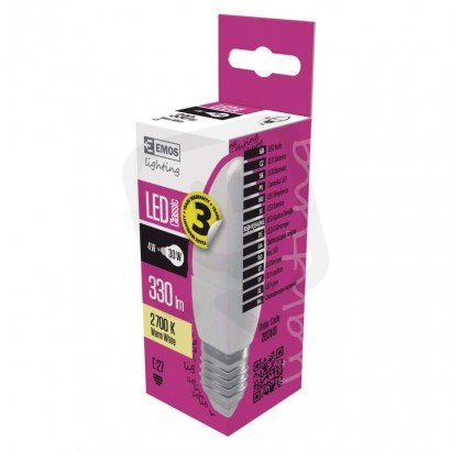 LED žárovka Classic svíčka E27 4,1W (32W) 350 lm teplá bílá EMOS ZQ3110
