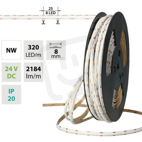 LED pásek COB NW, 320LED/m, 16,8W/m, DC
