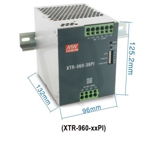 Zdroj na DIN 960W 36V 26660mA MEAN WELL XTR-960-36PI
