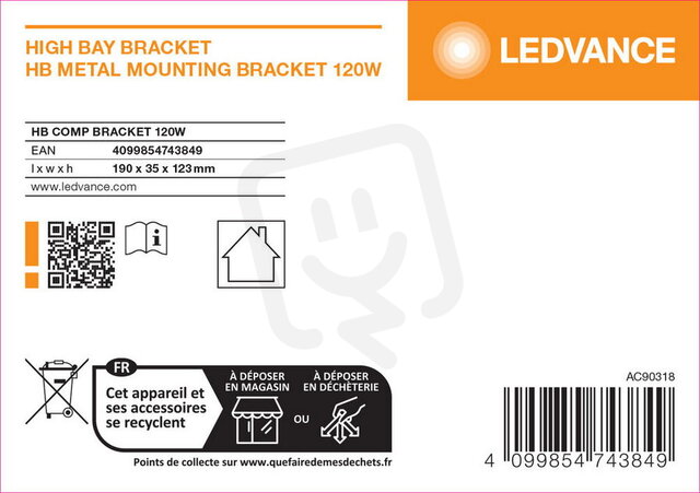 HIGH BAY COMPACT BRACKETS GEN 2 BRACKET 120W LEDVANCE 4099854743849