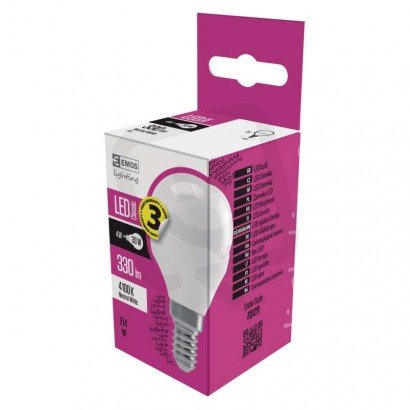 LED žárovka Classic Mini Globe E14 4,1W (32W) 350 lm neutrální bílá EMOS ZQ1211