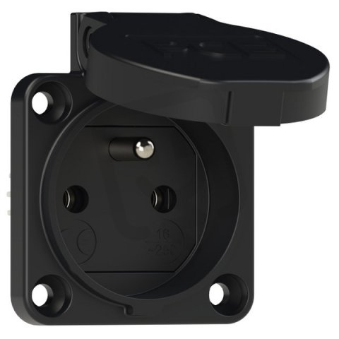 zásuvka vestavná 3P, 16A/250V, IP54, černá, horní přívod PCE PC-104-0ss