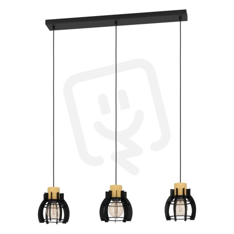 Závěsné svítidlo STILLINGTON 1 3xE27 černá/dřevo 3X40W IP20 EGLO 43925