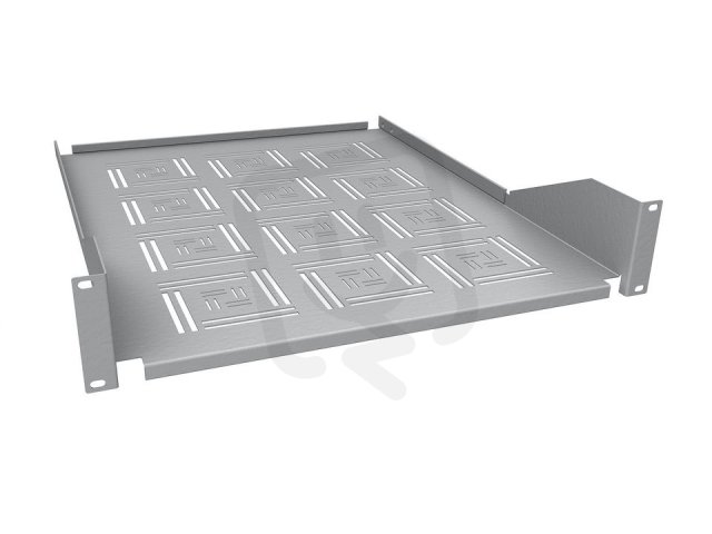 Police 19" 2U 550mm ukládací plato RAL 7035 úchyt na přední lišty UP-05