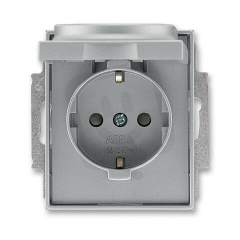 ABB Time 5518E-A03499 36 Zásuvka 1násobná s ochraným kontakty,s clonkami,sVíčkem