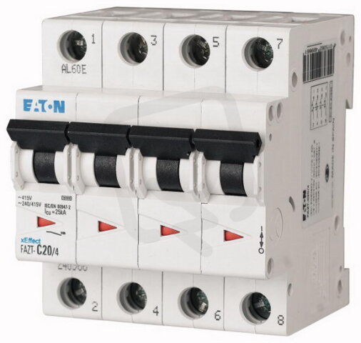 FAZT-D3/4 Jistič FAZT char D 4-pólový 25kA (ČSN EN 60947-2) 3A Eaton 240970
