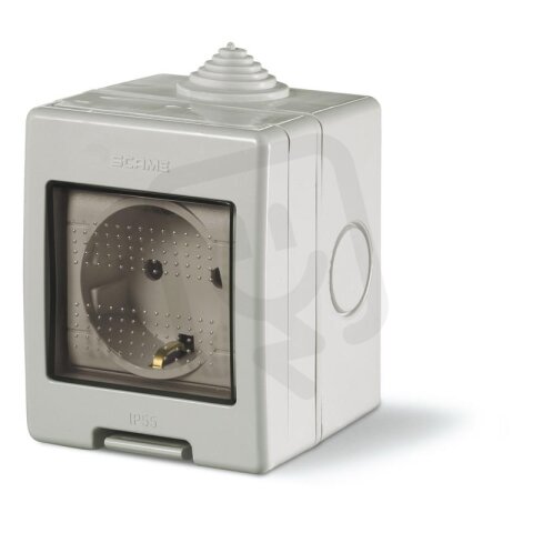 Zásuvka domovní nástěnná UNIBOX IP55 2p+E 16A SCHUKO SCAME