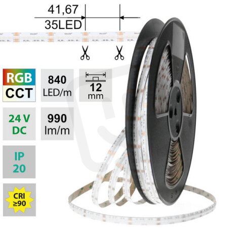 LED pásek COB RGB +CCT,840LED/m,18W/m,5M