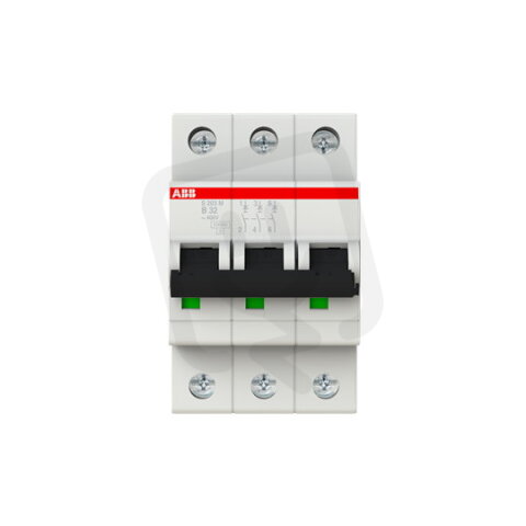 S203M-B32 3 fázový jistič 32 A char. B 10kA ABB 2CDS273001R0325