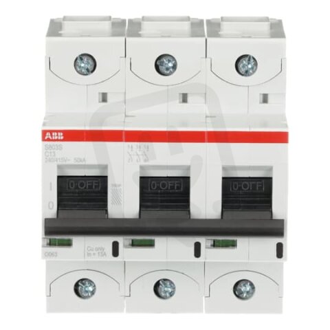 S803S-C13 jistič 3P char. C 13A s klecovou svorkou Icu 50kA ABB 2CCS863001R0134