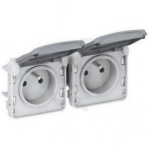 PLEXO 55 ZÁSUVKA 2X2P+T VODOROVNÁ ŠEDÁ LEGRAND 069562