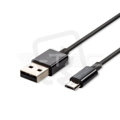 1M Micro USB cable 1.0A TPE, Silver series, black color, VT-5321 V-TAC SKU8485