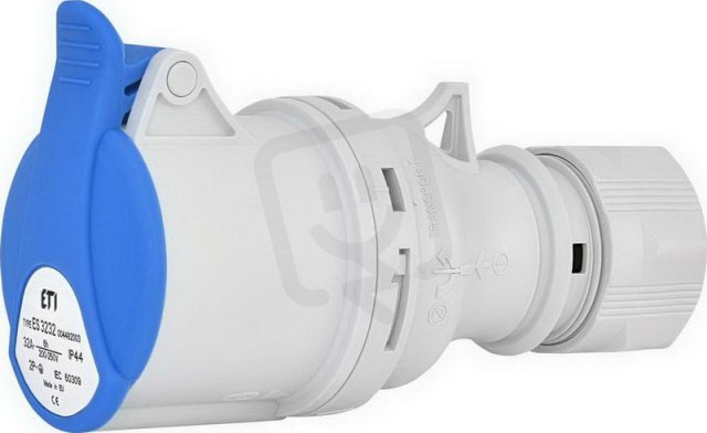 Průmyslová zásuvka na pohyblivý přívod 1F, IP44, 32A, 230V, 2p+PE ETI 004482003