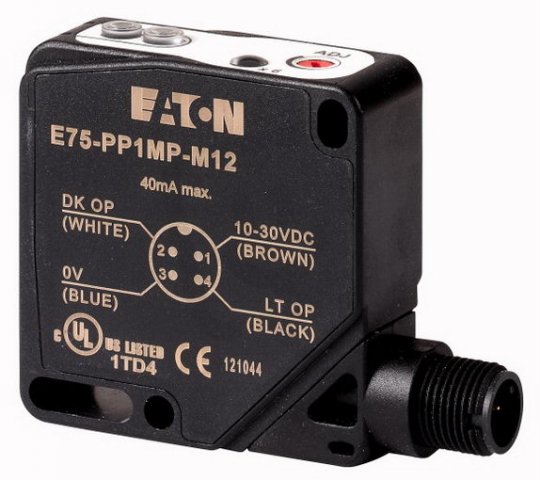E75-PPA010P-M12 Optický bezkontaktní snímač PNP 4-pin konektor Sn: 3 - 10cm