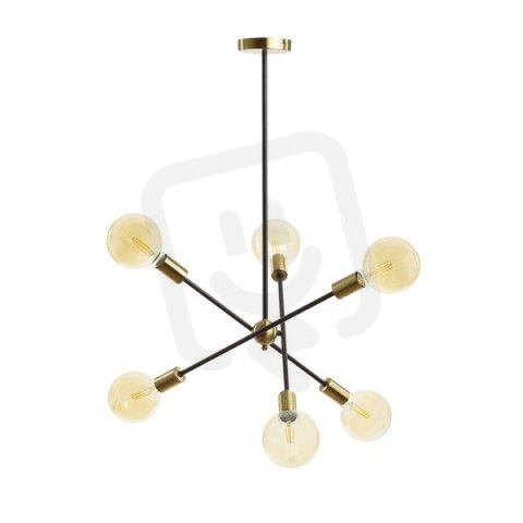 ARTEMIA 6 na tyči černá česaná mosaz 230V E27 6x15W RENDL R14398